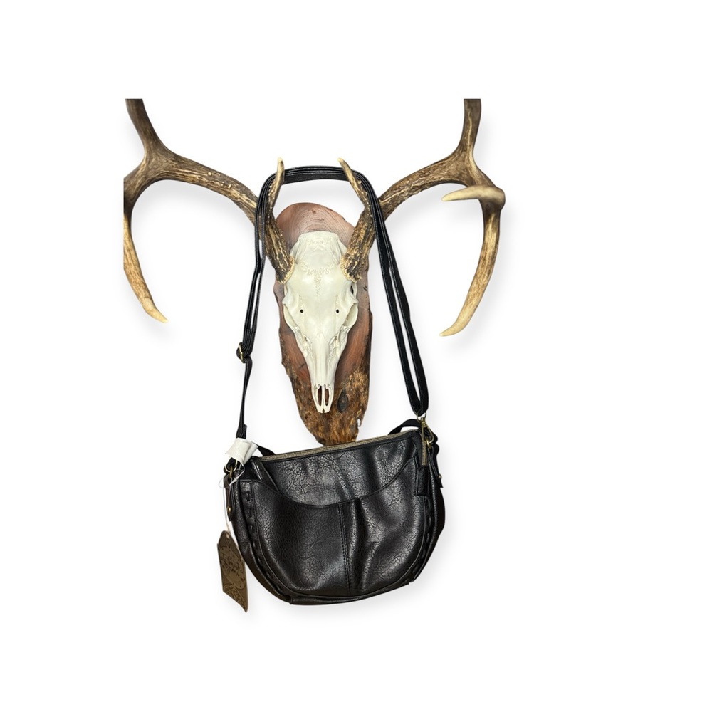 Black Faux Leather Shoulder Bag by T Shirt and Jeans